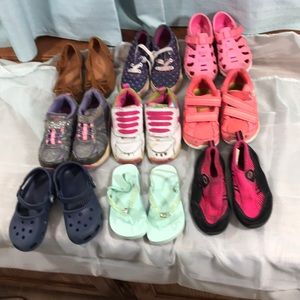 9 pair toddler shoes from sandals to dress shoes.